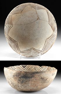 Native American Anasazi Pottery Black on White Bowl