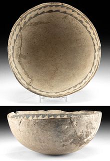 Large Anasazi Pottery Black on White Bowl
