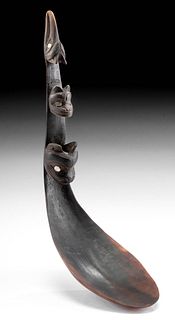 19th C. Haida / Tlingit Horn & Nacre Totem Spoon