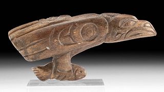 19th C. Tlingit / Haida Bone Eagle & Fish Amulet