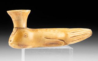 19th C. Inuit Walrus Ivory Smoking Pipe Seal Form