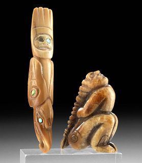 19th C. Tlingit / Haida Walrus Ivory Pendant & Amulet 2