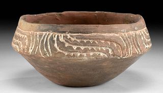 Mississippian Caddo Pottery Bowl w/ Incised Motifs
