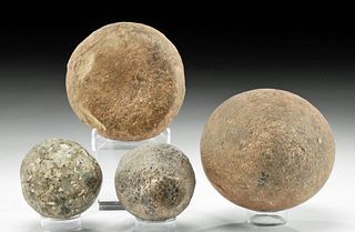 3 Eastern Woodland Stone Spheres & 1 Stone Discoidal