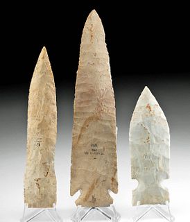 3 Archaic Missouri Native American Chert Spear Tips