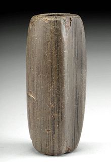 Rare Archaic Native American Fluted Tubular Bannerstone