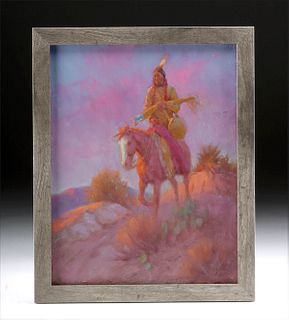 Painting of a Native American on Horseback, Tom Grice