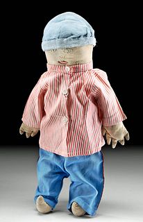 1940s American Cloth Boy Doll with Outfits
