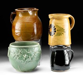 4 Early 20th C. American Pottery Vessels