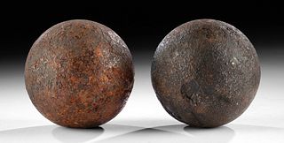 Pair of American Civil War Iron Cannonballs