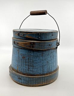 Firkin with Blue Paint and Handle