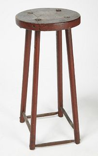 Red Painted Country Stool