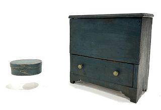 Painted Oval Box and Miniature Blanket Chest