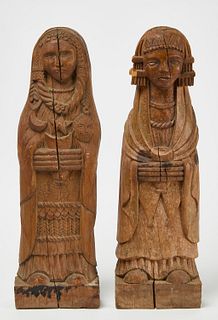 Pair of Religious Figure Carvings