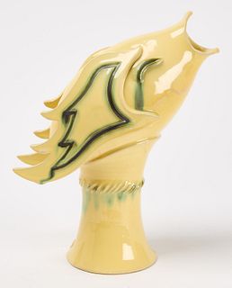 Yellow MCM Ceramic Fish Vase