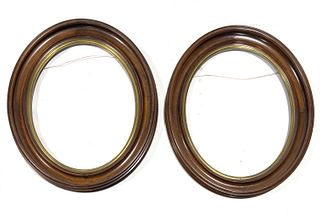 Pair of Oval Walnut Frames