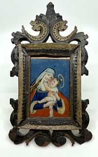 Carved and Painted Frame with Reverse Painting