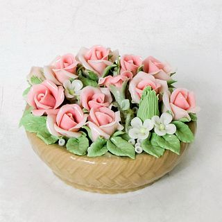 Basket of Pink Roses - Lladro Porcelain Decor
