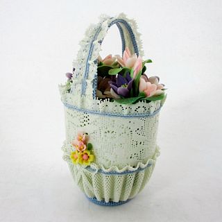 Sm Round Basket with Flower 1001574.3 - Lladro Porcelain Decor