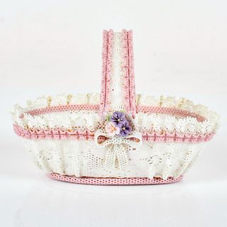 Oval Basket with Pink Trim 1001556 - Lladro Porcelain Decor