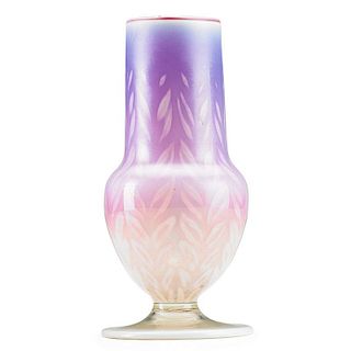 TIFFANY STUDIOS Early pastel Favrile glass vase