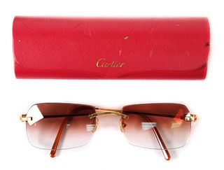 Cartier Kadja Rimless Sunglasses w/ Accessories