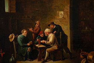 Tavern interior, 19th century Flemish school, follower of David Teniers II
