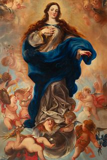 Large Immaculate Virgin surrounded by Angels, 19th century Italian school