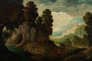 Large Mountain Landscape, Italo-Flemish school of the 18th century