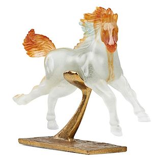 DAUM Pâte-de-verre horse on stand