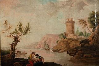View of a Port, 18th century Italian school