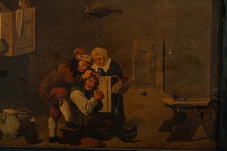 Characters delousing a Man, Flemish school of the XVII - XVIII century