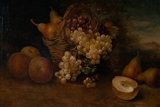 Still Life with Basket of Fruit, 19th century Spanish school, signed J. Canal