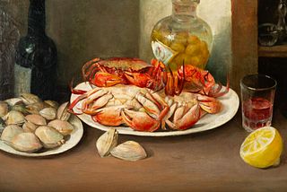 Seafood Still Life, signed J. Canal, 19th century Spanish school