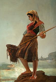 Lady Fisherwoman, signed MartÃ­nez Abades, 19th century Spanish school