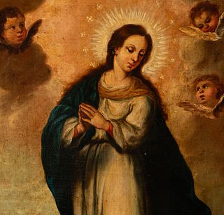 Immaculate Conception surrounded by Angels, 18th century Spanish school