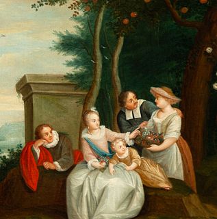 Family in a Garden, 18th century Flemish school