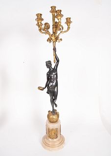 Pair of Large Bronze Candlesticks, 19th century French school