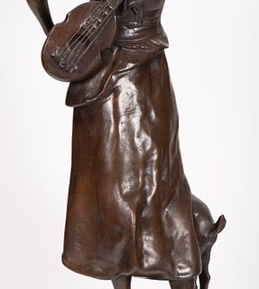 Bronze of Gypsy playing the Tambourine, 19th century French school, signed A. Carrier