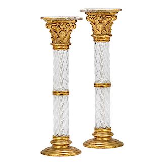 NEOCLASSICAL Pair of glass pedestals