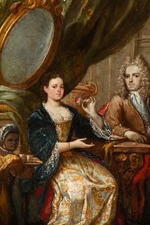 Couple of Nobles with a Maid, possibly New Spain colonial school from the 18th century