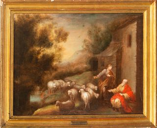 Set of three oil paintings of Scenes from the life of Christ by Francisco AntolÃ­nez (Seville, 1645 and died in Madrid around 1700), Sevillian school 
