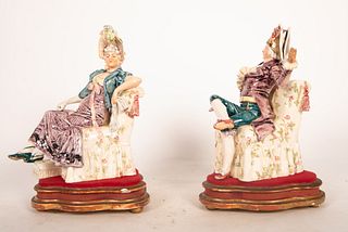 Pair of Noble Lady and Gentleman, Capodimonte Porcelain, Italian School, late 19th century