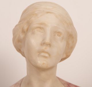 Bust of a Maid in Alabaster, Italian school of the 19th century