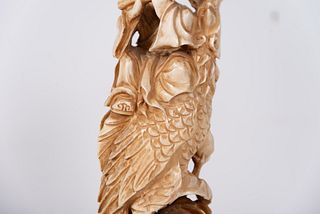 Phoenix bird figure in ivory, 19th century Cantonese school