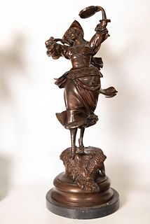 Pair of Troubadour and Dancer in Bronze, French school of the second half of the 19th century