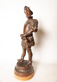 Figure of Troubadour in Calamine, European school of the end of the 19th century