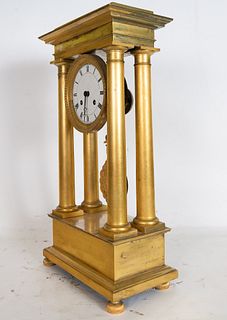 Large Bronze Clock in the shape of a Shrine with columns, French school of the 19th century