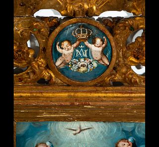 Immaculate Virgin, oil on copper in Cornucopia, Novohispanic colonial school of the 18th century