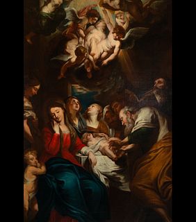 Important Adoration of the Kings, Italian school of the 17th century, in the manner of Domenico Piola (1627 - 1703)
